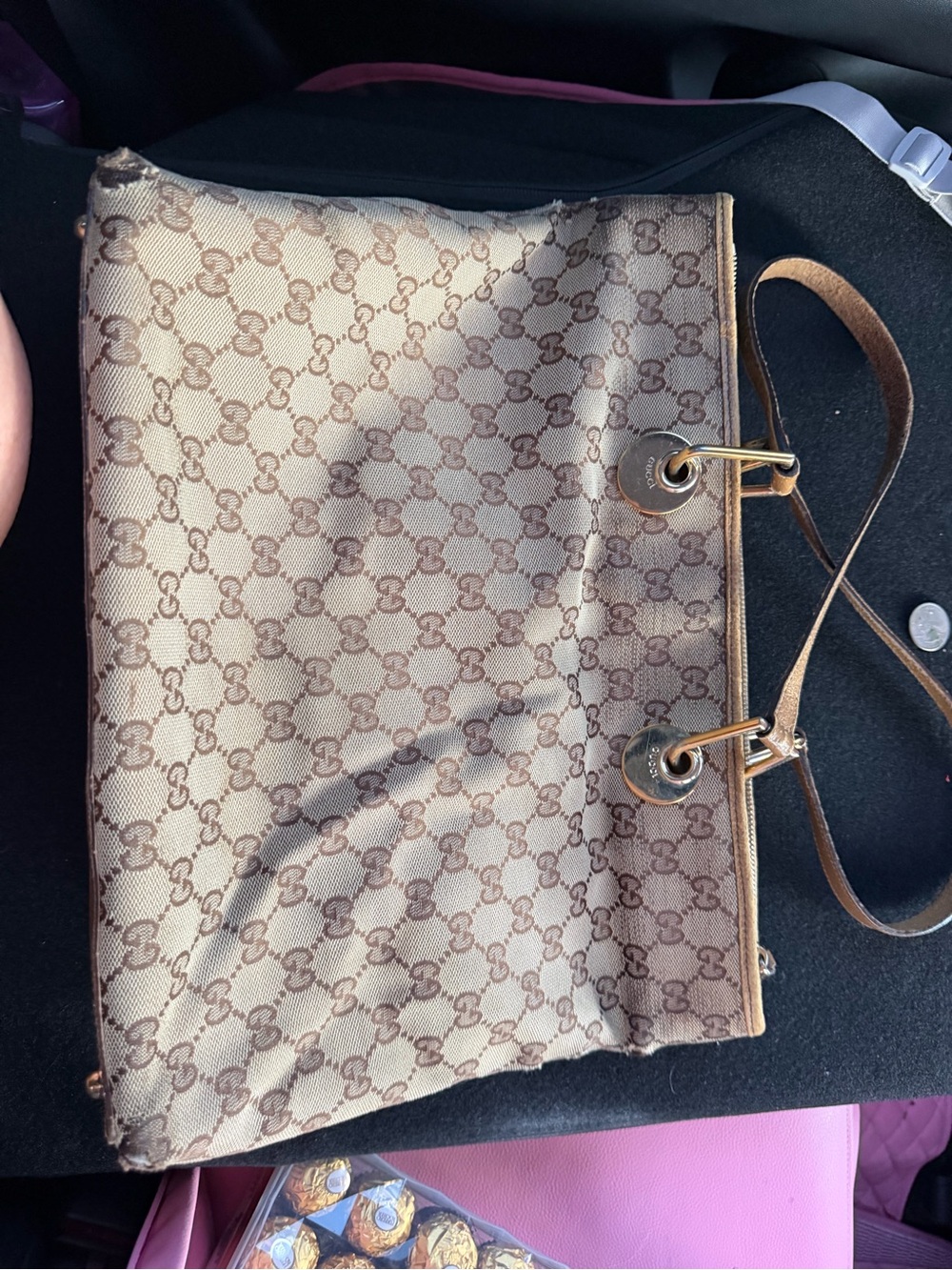 Luxury Beige Monogram Shoulder Bag